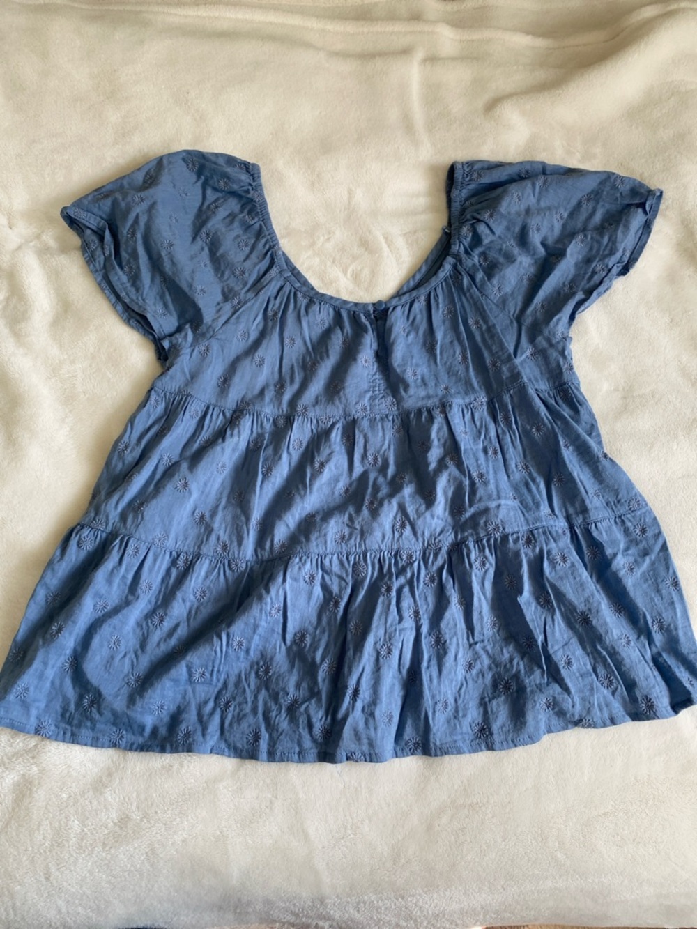 Old Navy Dusty Blue Embroidered Tiered Tunic